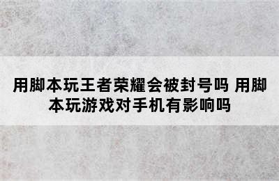 用脚本玩王者荣耀会被封号吗 用脚本玩游戏对手机有影响吗